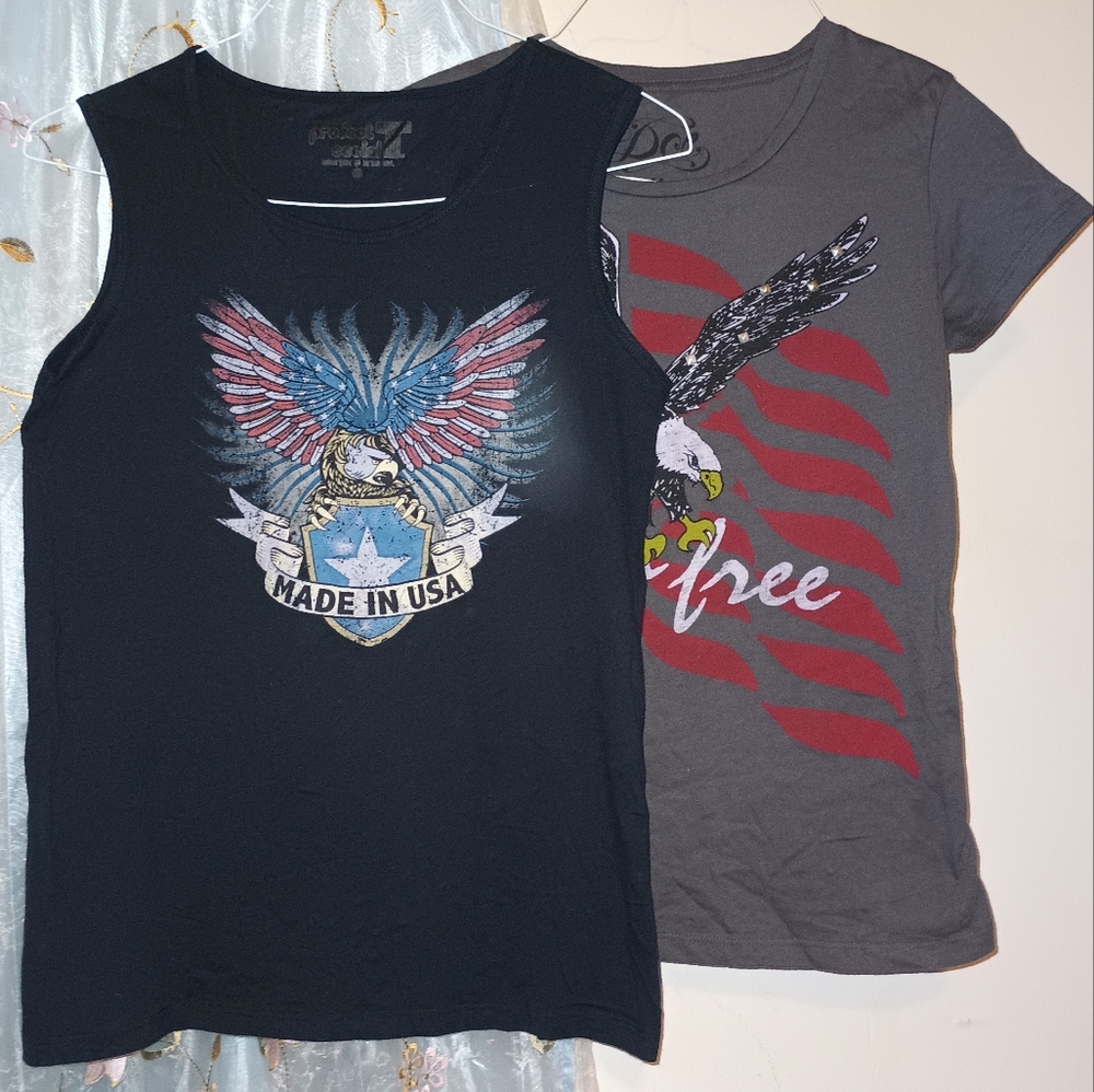 Eagle & Flag Graphic Tees NWOT